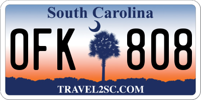 SC license plate OFK808