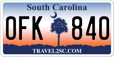SC license plate OFK840
