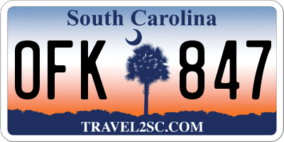 SC license plate OFK847