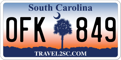 SC license plate OFK849