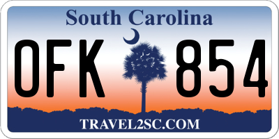 SC license plate OFK854