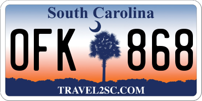 SC license plate OFK868
