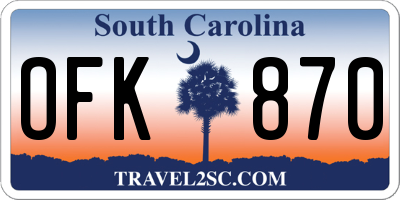 SC license plate OFK870