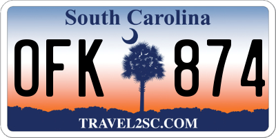 SC license plate OFK874