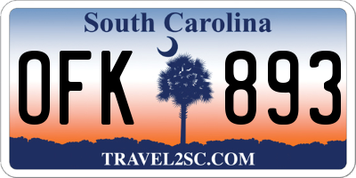 SC license plate OFK893