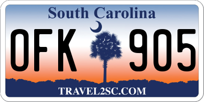 SC license plate OFK905