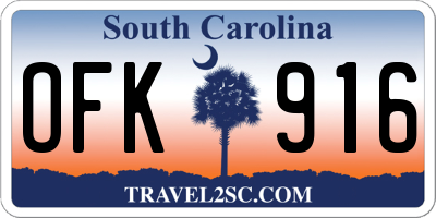 SC license plate OFK916