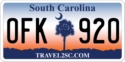 SC license plate OFK920