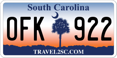 SC license plate OFK922