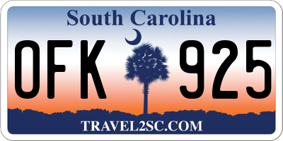SC license plate OFK925