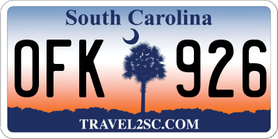 SC license plate OFK926