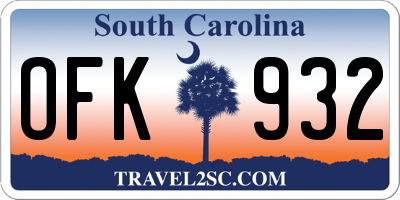 SC license plate OFK932