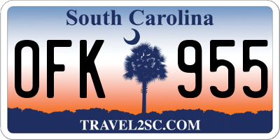 SC license plate OFK955