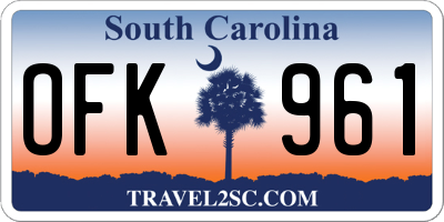 SC license plate OFK961