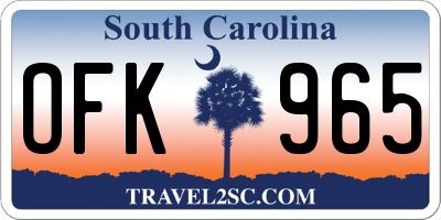 SC license plate OFK965
