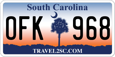 SC license plate OFK968