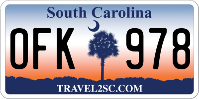 SC license plate OFK978