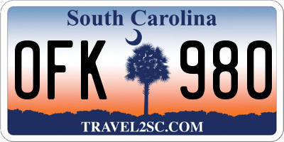 SC license plate OFK980