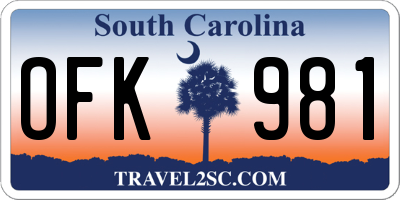 SC license plate OFK981