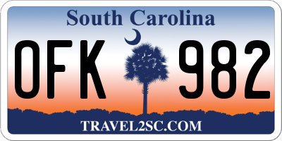 SC license plate OFK982