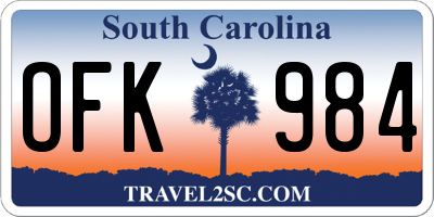 SC license plate OFK984