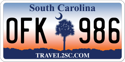 SC license plate OFK986