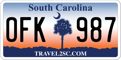 SC license plate OFK987