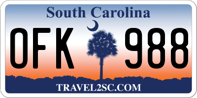 SC license plate OFK988