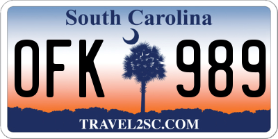 SC license plate OFK989
