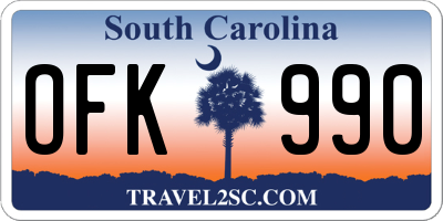 SC license plate OFK990