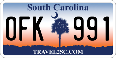 SC license plate OFK991