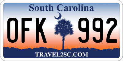 SC license plate OFK992