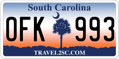 SC license plate OFK993