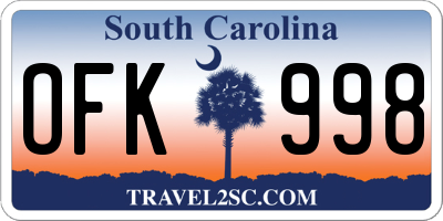 SC license plate OFK998