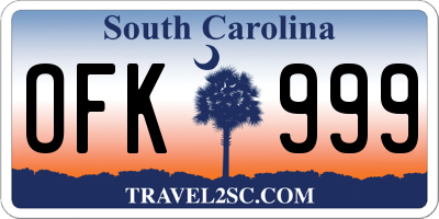 SC license plate OFK999