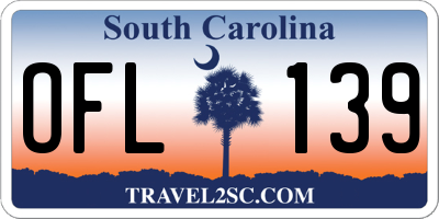 SC license plate OFL139