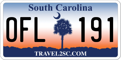 SC license plate OFL191