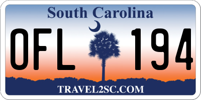 SC license plate OFL194