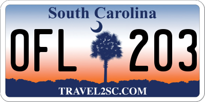 SC license plate OFL203