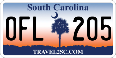 SC license plate OFL205
