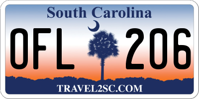 SC license plate OFL206
