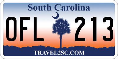 SC license plate OFL213