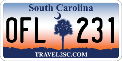 SC license plate OFL231