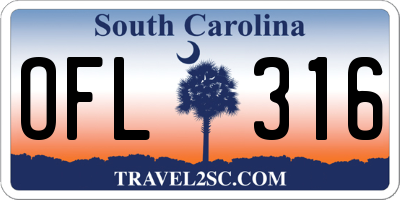 SC license plate OFL316