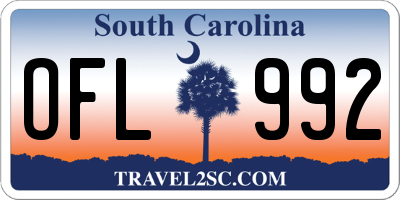 SC license plate OFL992