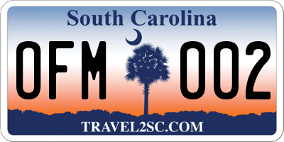 SC license plate OFM002