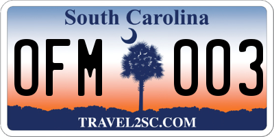 SC license plate OFM003
