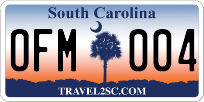 SC license plate OFM004