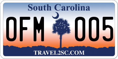 SC license plate OFM005