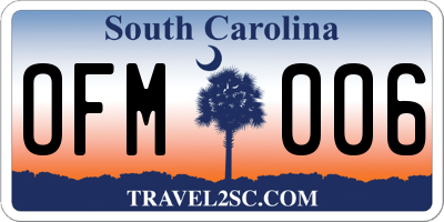 SC license plate OFM006
